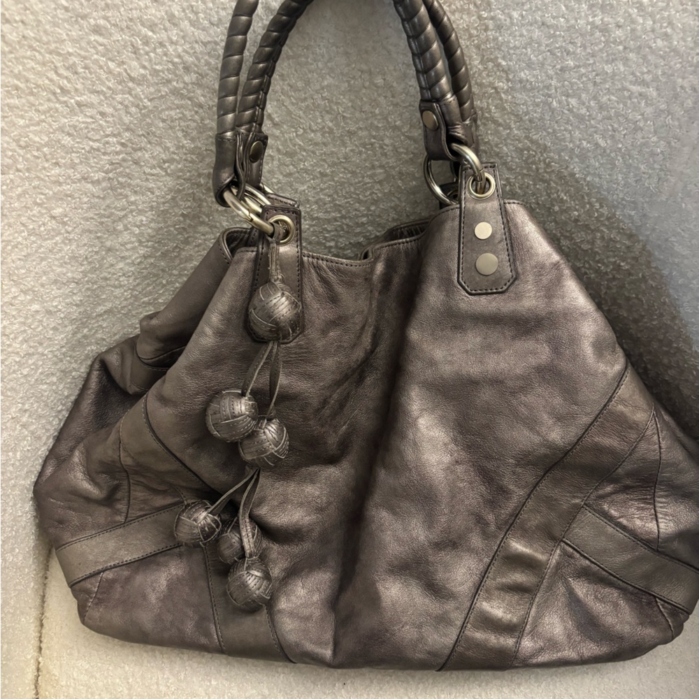 Junior Drake Metallic Gray Shoulder Bag